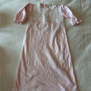 Girls Pink Long Nightgown with Smocked Yoke